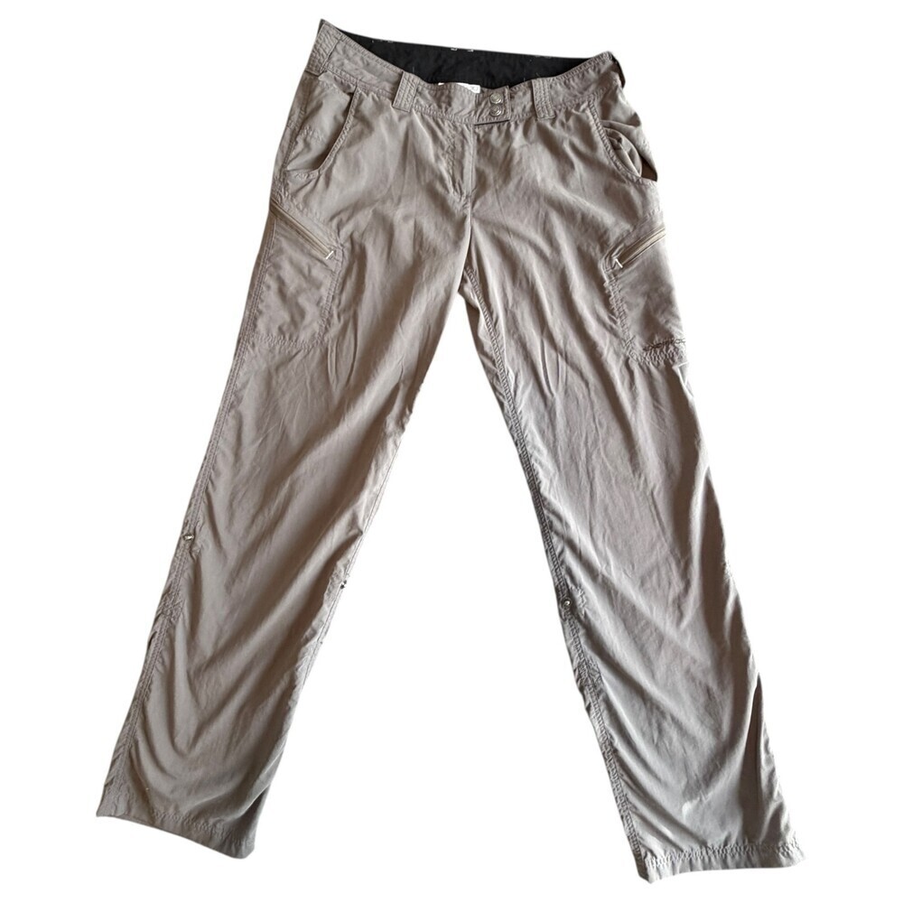 Exofficio Womens Size 6 32x31 Outdoor Hiking Travel Pants Khaki Zip Pocket Nylon